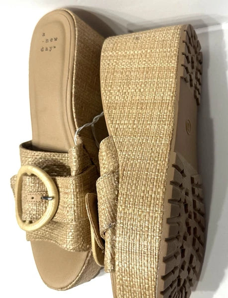 A New Day Womens Size 10 Shoes Brown Slides Wedge Fashion Platform Y2K Sandals