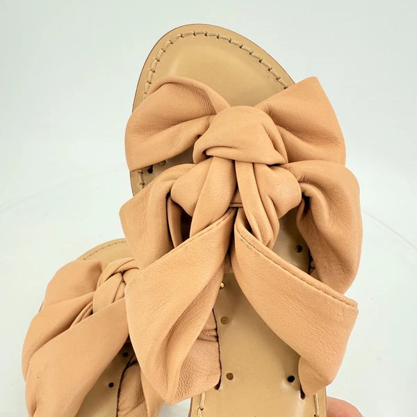 AMANU Studio Style 20 Hermanus Knotted Leather Slide Sandal Natural Beige Size 7