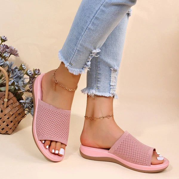 Womens Flats Ladies Slip On Fashion Slides Mules Sliders Summer Beach Sandals Sz