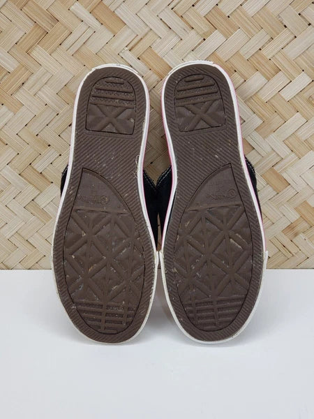 Converse All Star Cut Away Sandals Slides Womens 6 Black Heart Dots **Rare Style