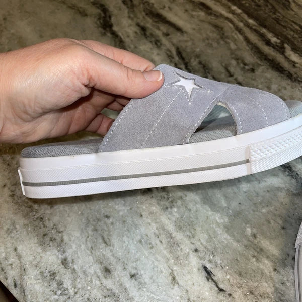 Women's 6.5 Converse One Star Slide Sandals grey Suede Leather NEW without box