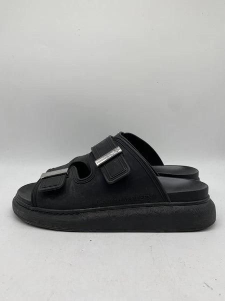 Alexander McQueen Men Black Rubber Slide Sandals Size 9.5