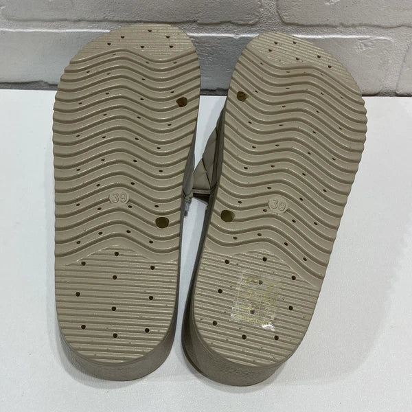 Women's Casual Fashionable Thick Bottom Diamond Checkered Beige Slide - Size 8