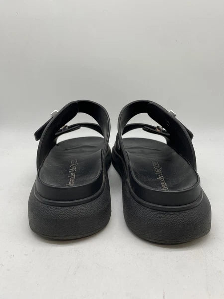 Alexander McQueen Men Black Rubber Slide Sandals Size 9.5