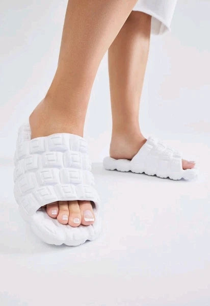 Womens FashionNova Honest Opinion Casual Slides White Sandals New