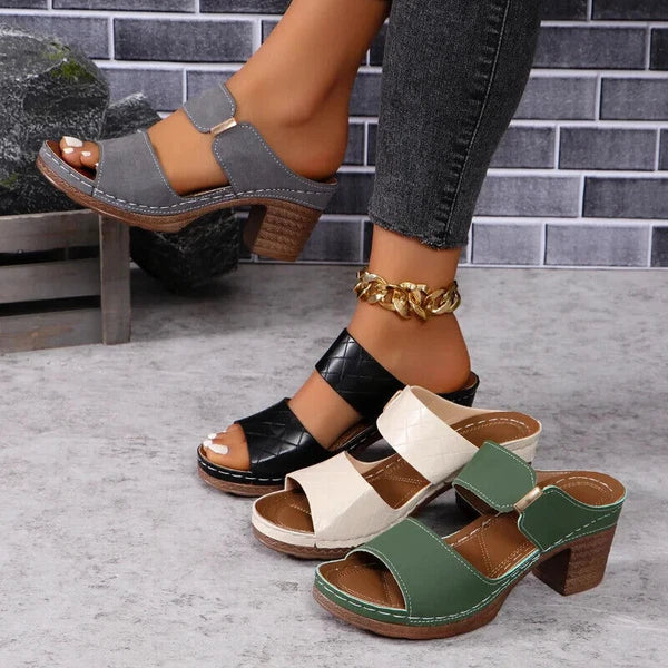 Fashion Women Summer Sandals High Heels Chunky Heel Slippers Pumps Slides Shoes