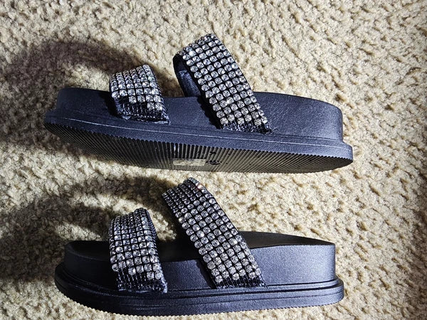 Baing Rhinestone Sandal, Fashion Slides, Footwear, Size 39 Shoe
