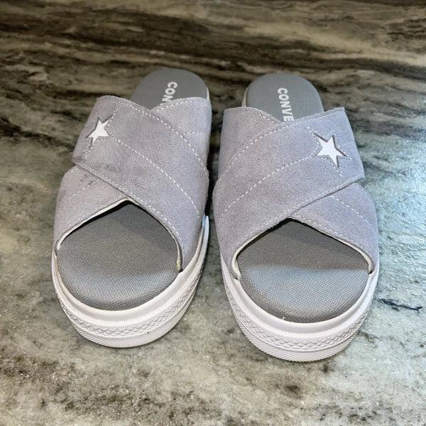 Women's 6.5 Converse One Star Slide Sandals grey Suede Leather NEW without box