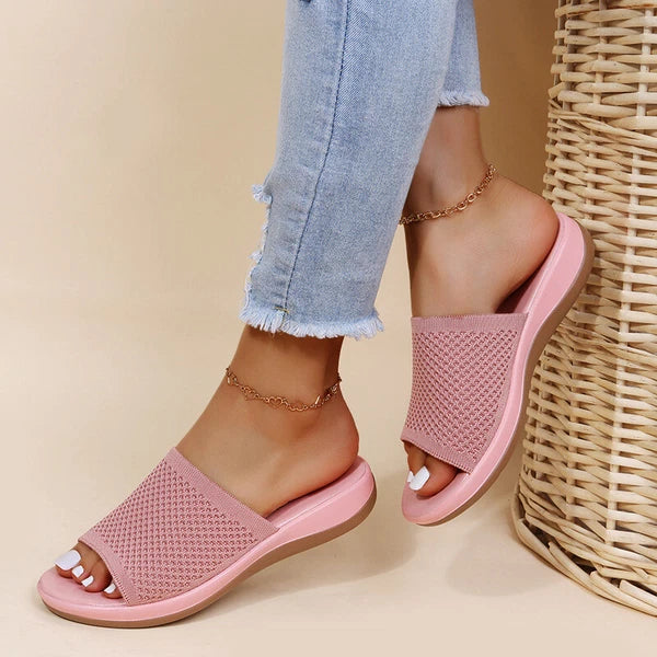 Womens Flats Ladies Slip On Fashion Slides Mules Sliders Summer Beach Sandals Sz