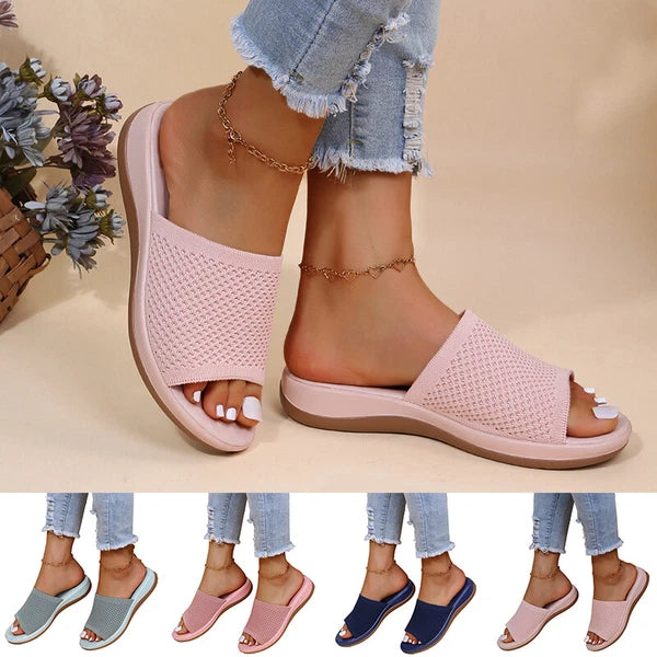 Womens Flats Ladies Slip On Fashion Slides Mules Sliders Summer Beach Sandals Sz