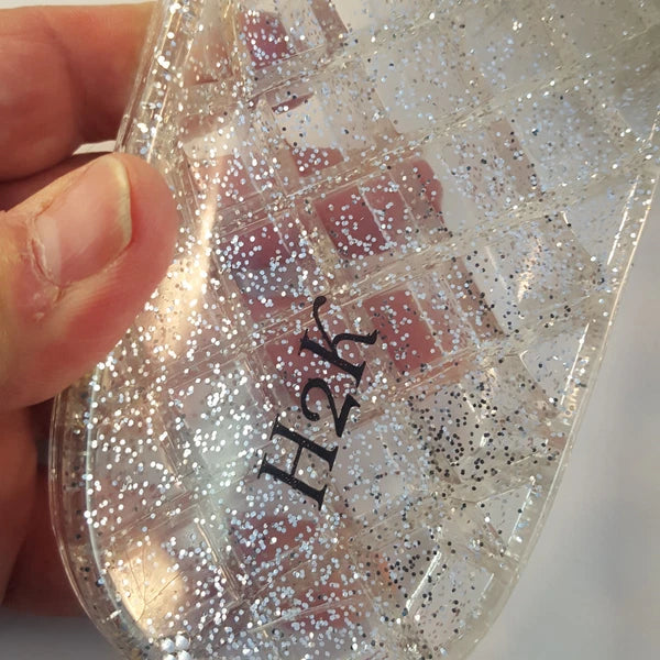 H2K CANDY Silver Color Glitter Beads Fashion Slides Flip Flops Sandals Bling