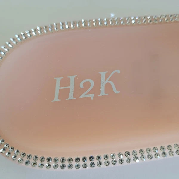H2K Lucia Nude Fashion Jelly Slides Flip Flops Bow Sandals Bling Open Toe New