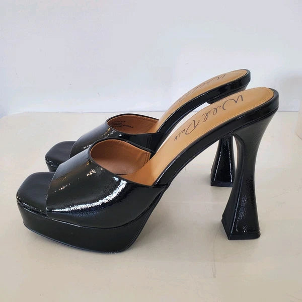 WILD PAIR 8.5 Rajaah 1" Platform 4 4/8" Flared Heel Slide Sandals Open Toe Sexy