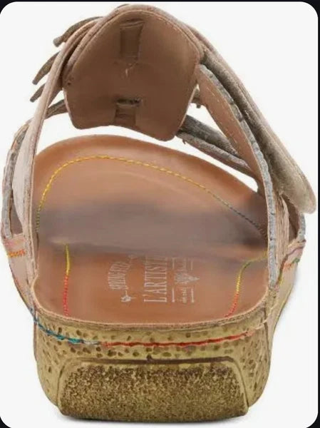 🔥L'Artiste by Spring Step Karina Hand Painted Leather Slide Sandals, US9/EU40
