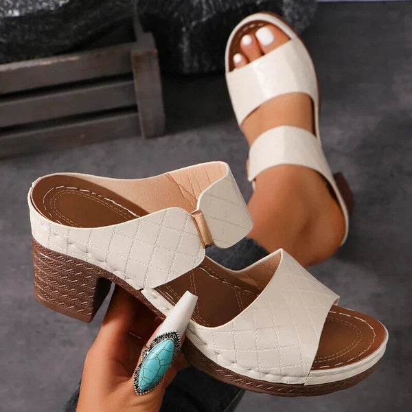 Fashion Women Summer Sandals High Heels Chunky Heel Slippers Pumps Slides Shoes