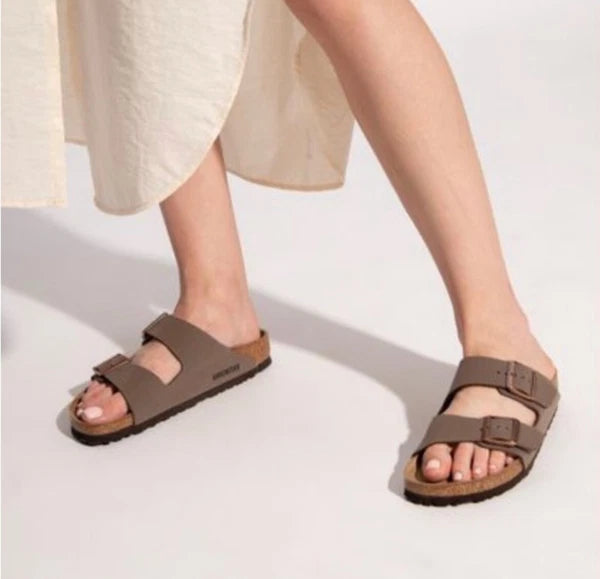 Birkenstock Arizona Mocha Birko-Flor Comfort Sandals women's narrow fit mocca...