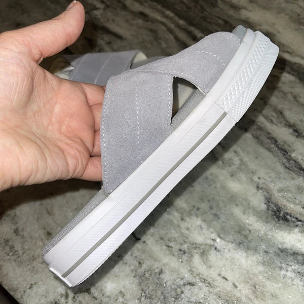 Women's 6.5 Converse One Star Slide Sandals grey Suede Leather NEW without box