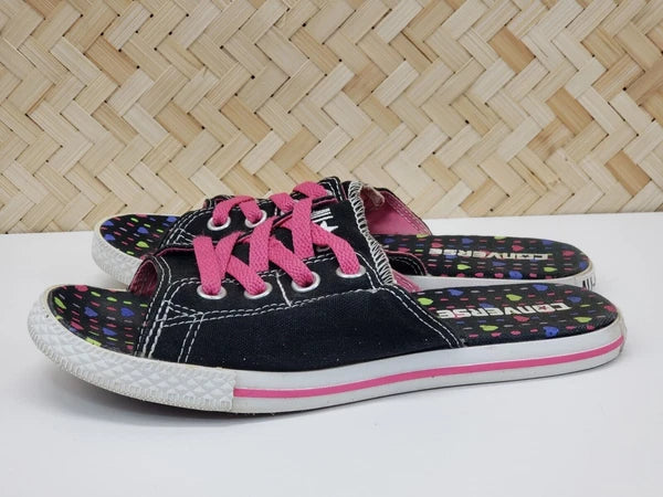 Converse All Star Cut Away Sandals Slides Womens 6 Black Heart Dots **Rare Style
