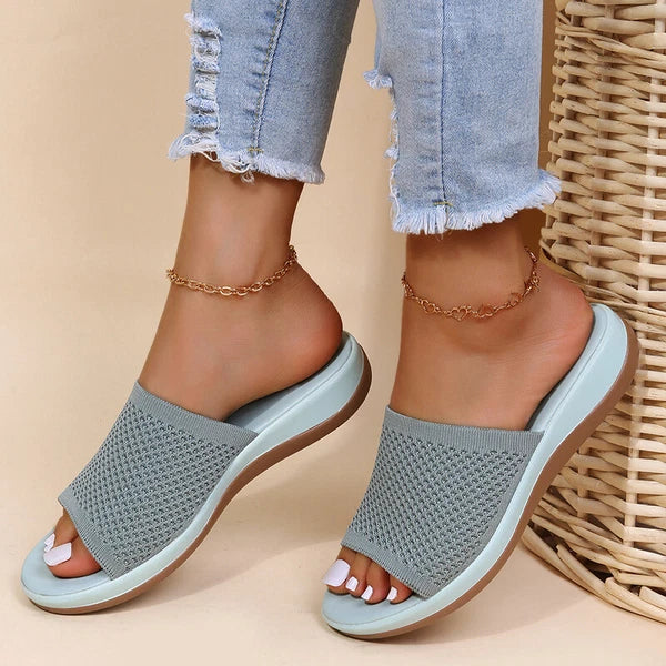 Womens Flats Ladies Slip On Fashion Slides Mules Sliders Summer Beach Sandals Sz