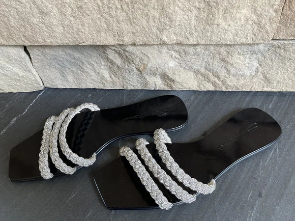 $650 Santoni Foster Slide Crystals Sandals Mules Flats 39.5 US 9.5 NEW