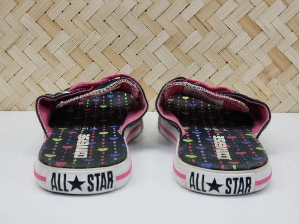 Converse All Star Cut Away Sandals Slides Womens 6 Black Heart Dots **Rare Style