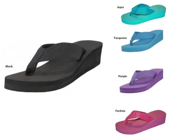 Womens Flip Flop Fashion Color Open Toes Platform Wedge Sandals  5 6 7 8 9 10 11