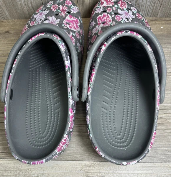 Crocs Womens Floral Design Slides Shoes Size 10 Pre-Owned (Rare) Great Condition