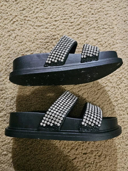 Baing Rhinestone Sandal, Fashion Slides, Footwear, Size 39 Shoe