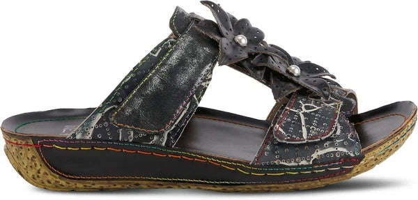 🔥L'Artiste by Spring Step Karina Hand Painted Leather Slide Sandals, US9/EU40