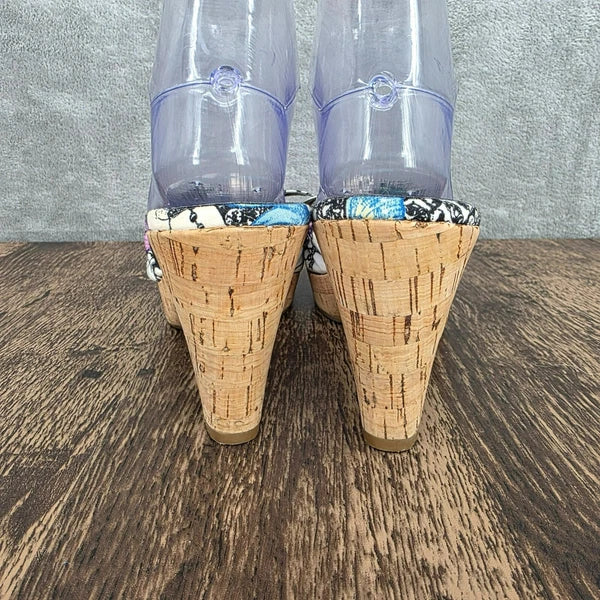Coach Karen Heels Sandals 7 Y2K Colorful Butterfly Print Cork Bow Slide On Mules