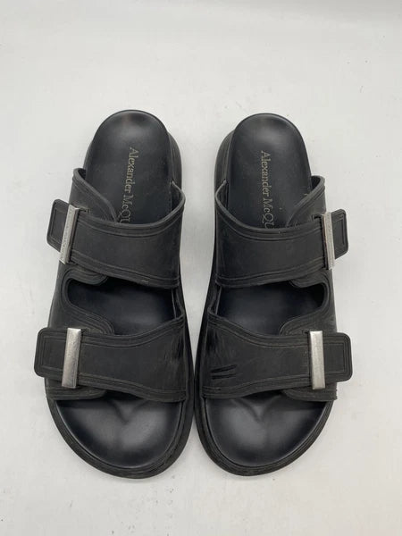 Alexander McQueen Men Black Rubber Slide Sandals Size 9.5