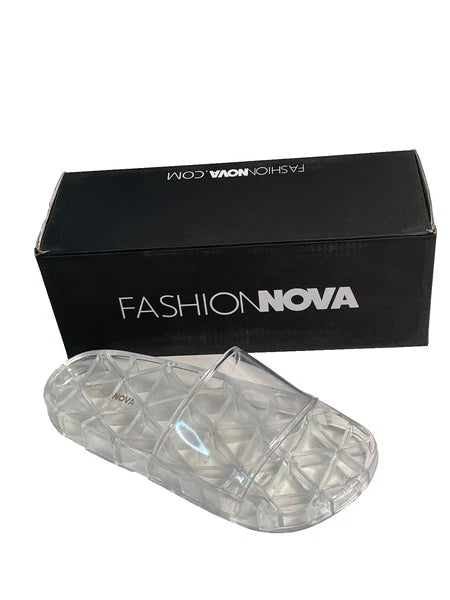 Fashion Nova Clear Slip On Slides Mules Sandals Women's Size 10 New in box