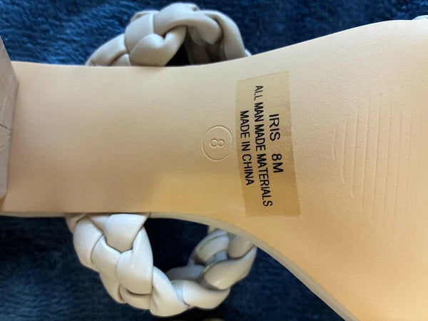 DUNES NY Iris Double Strap Braided Memory Foam Slide Sandal Heels Size 8 Ivory