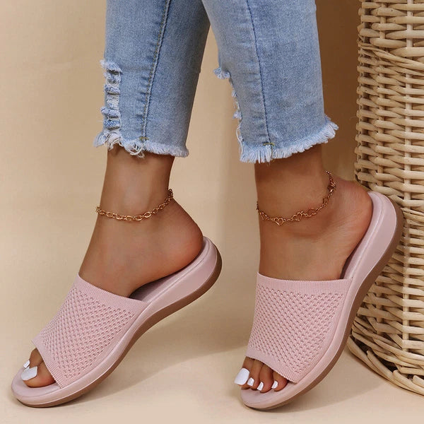 Womens Flats Ladies Slip On Fashion Slides Mules Sliders Summer Beach Sandals Sz