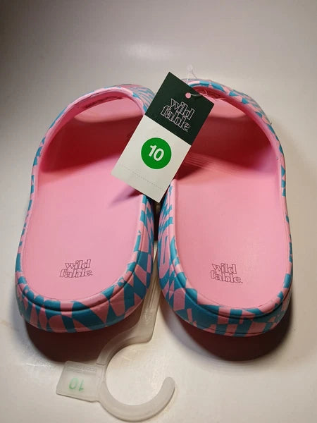 EVA Style Sandals Size 10 Pink/blue Wild Fable NWT Slip-on Open Toe Confortable