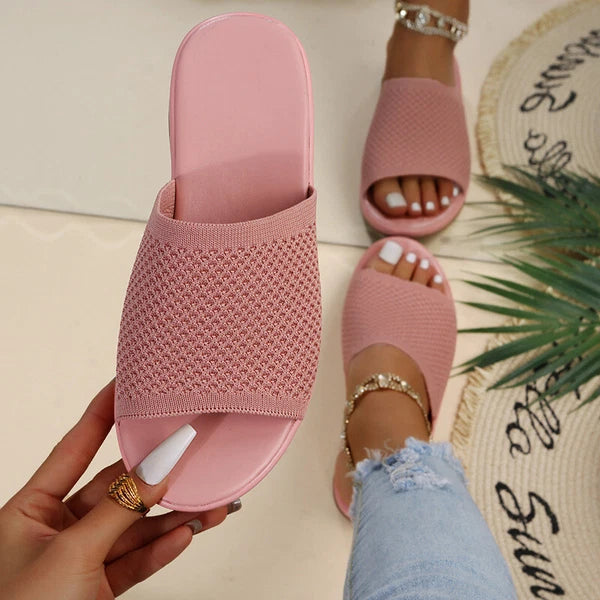 Womens Flats Ladies Slip On Fashion Slides Mules Sliders Summer Beach Sandals Sz