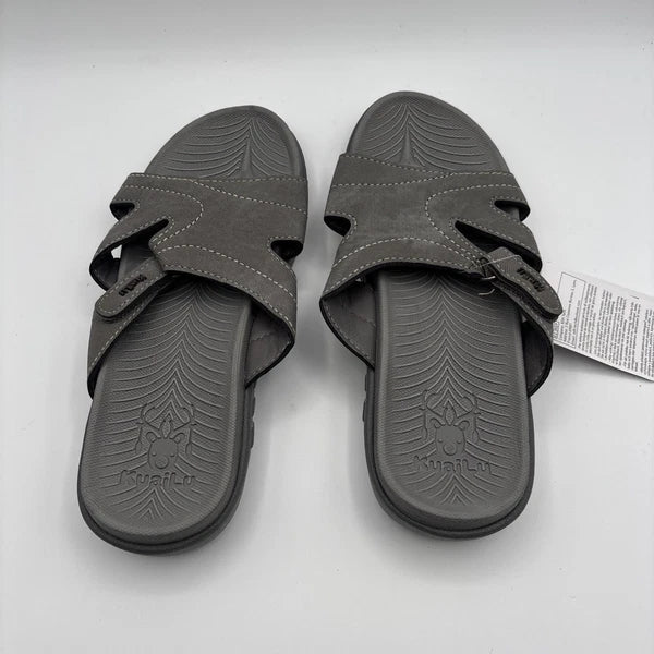 KuaiLu Womens Fashion Orthotic Slides Ladies Lightweight Athletic - Gray 8.5