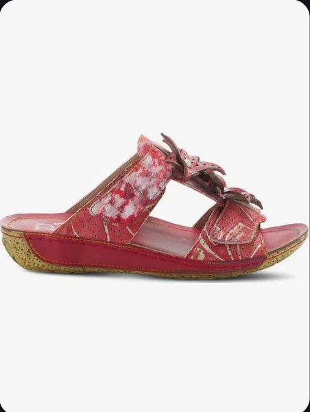 🔥L'Artiste by Spring Step Karina Hand Painted Leather Slide Sandals, US9/EU40