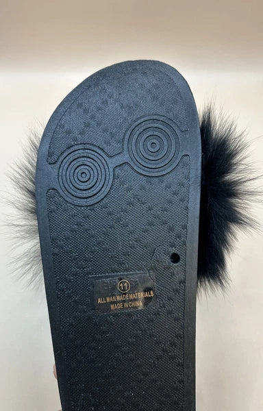 fashion nova Women’s Making Big Moves Fanzzy Slides In Black Size 11 New