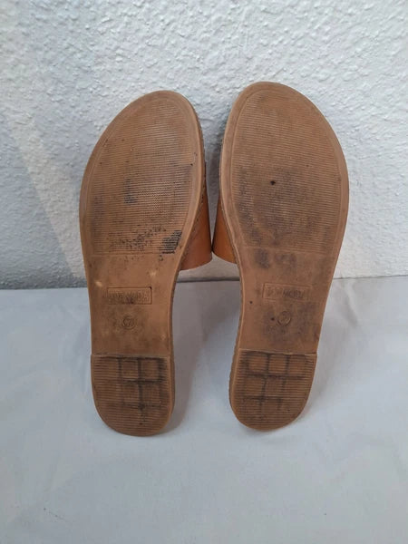TOP Moda Tan Slides Women Open Toe Flat Fashion Sandals