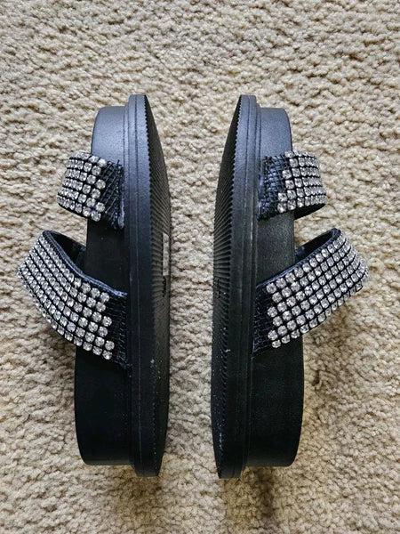 Baing Rhinestone Sandal, Fashion Slides, Footwear, Size 39 Shoe