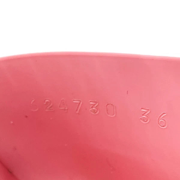 Gucci Rubber Slide Sandals Pink Logo Square Open Toe Block Heel Mules Sz 36 / 6