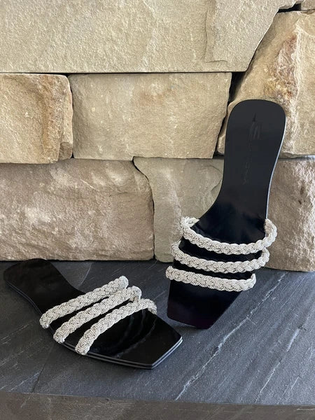 $650 Santoni Foster Slide Crystals Sandals Mules Flats 39.5 US 9.5 NEW