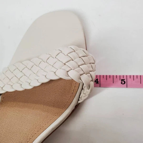 Fashion To Figure Womens Slides Sandals Ivory Double Strap Woven High Heel 11 W