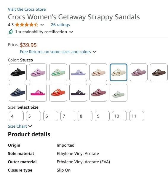 Crocs 10 Can't Find Exact Style -Wider Strap -Slip On Sandal Beach Ocean Coastal