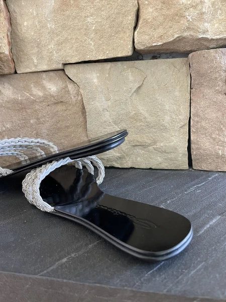 $650 Santoni Foster Slide Crystals Sandals Mules Flats 39.5 US 9.5 NEW