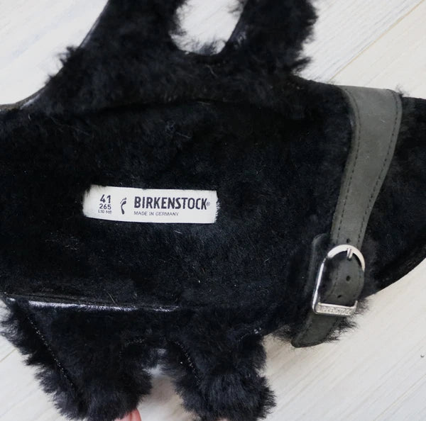 Birkenstock Florida Triple Strap Black Sandals Fur Lined EU 41 US W 10 US M 8.5