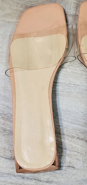 Women's Block Low Heel Clear Mule Sandals Square Toe Transparent Slide Dress 40
