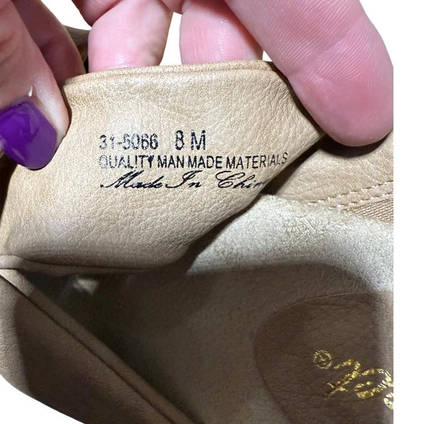 Easy Street Women's Sandals Slides Tan Twist Knot Espadrille Wedge Size 8M