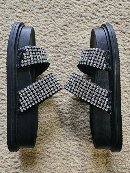Baing Rhinestone Sandal, Fashion Slides, Footwear, Size 39 Shoe